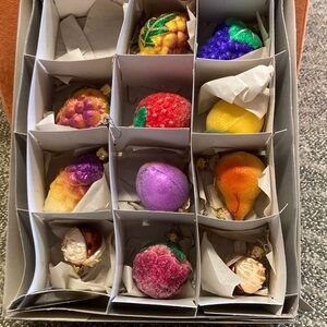 Vintage 90s Old World Christmas Ornaments 11 frosted fruit
